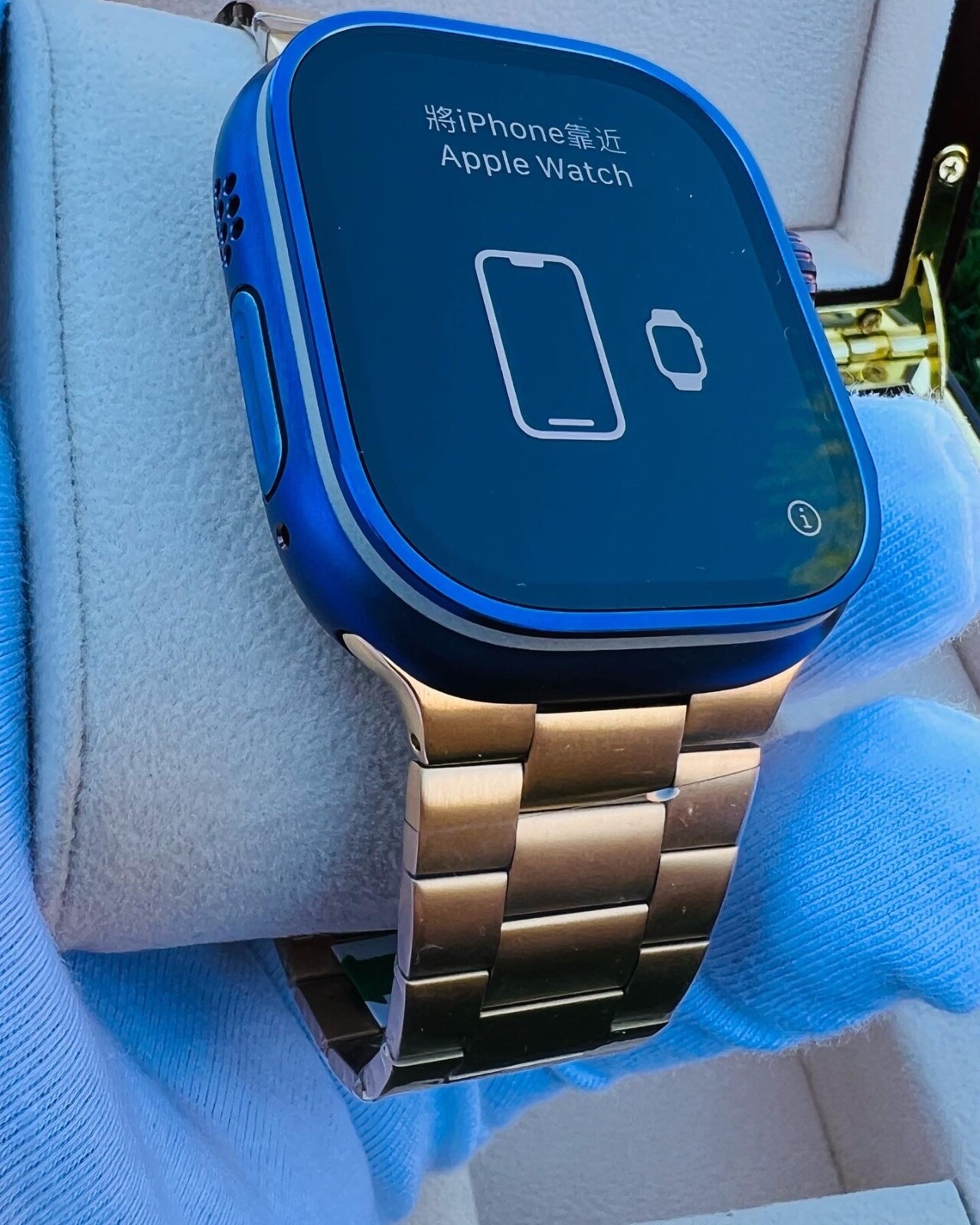 Custom Anodized Purple 49MM Apple Watch ULTRA with Gold Link Band