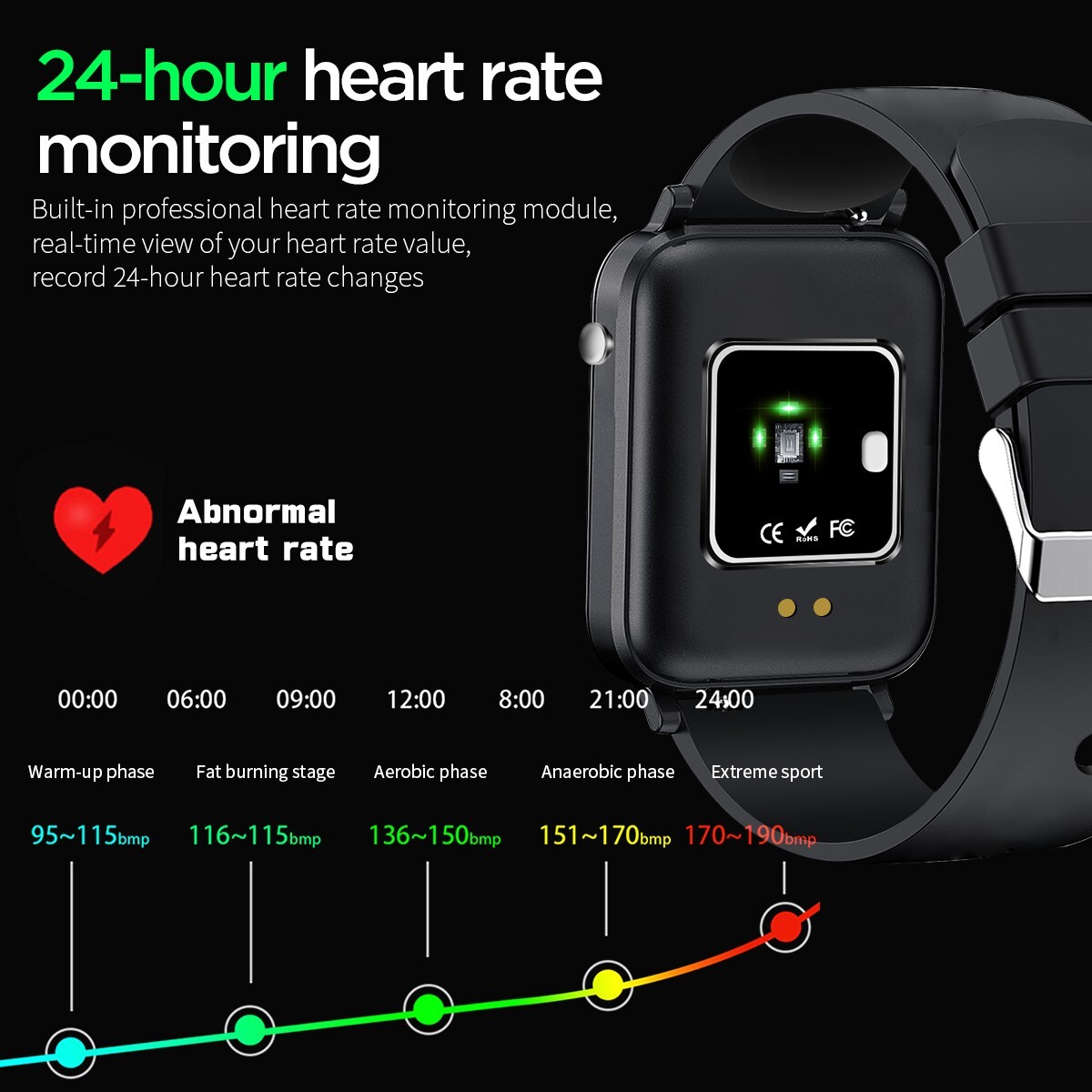 Smart Watch Heart Rate Blood Pressure Oxygen Sleep Sport Monitor Bluetooth Watch