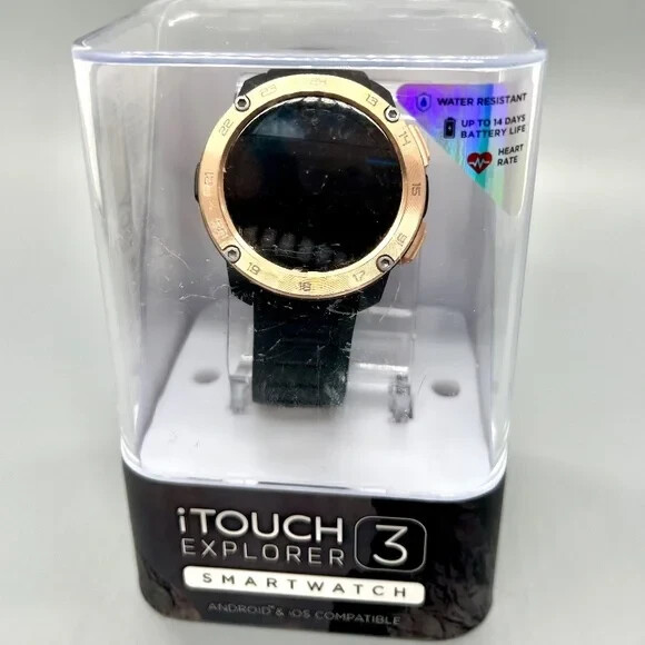 iTOUCH EXPLORER 3 SMARTWATCH ROSE GOLD & BLACK SILICONE STRAP 42.7 MM