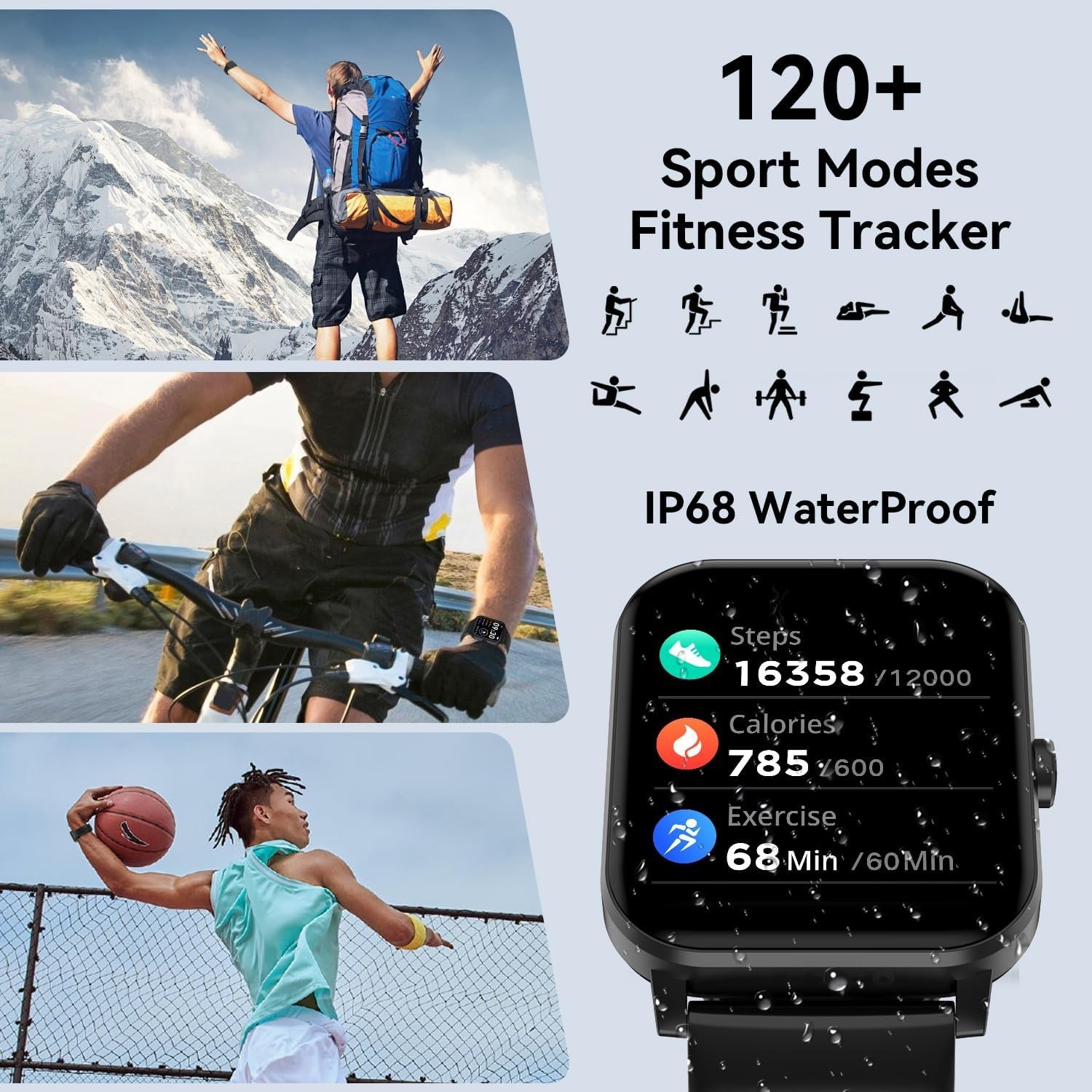 Smart Watch, 1.85″ Smartwatch for Men Women Calls, Heart Rate, Sleep