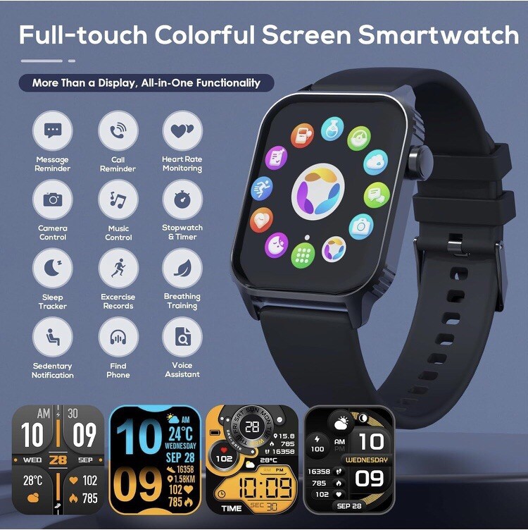 TRAUSI Smart Watch Fitness Tracks Heart Rate , Notifications For Android And IOS