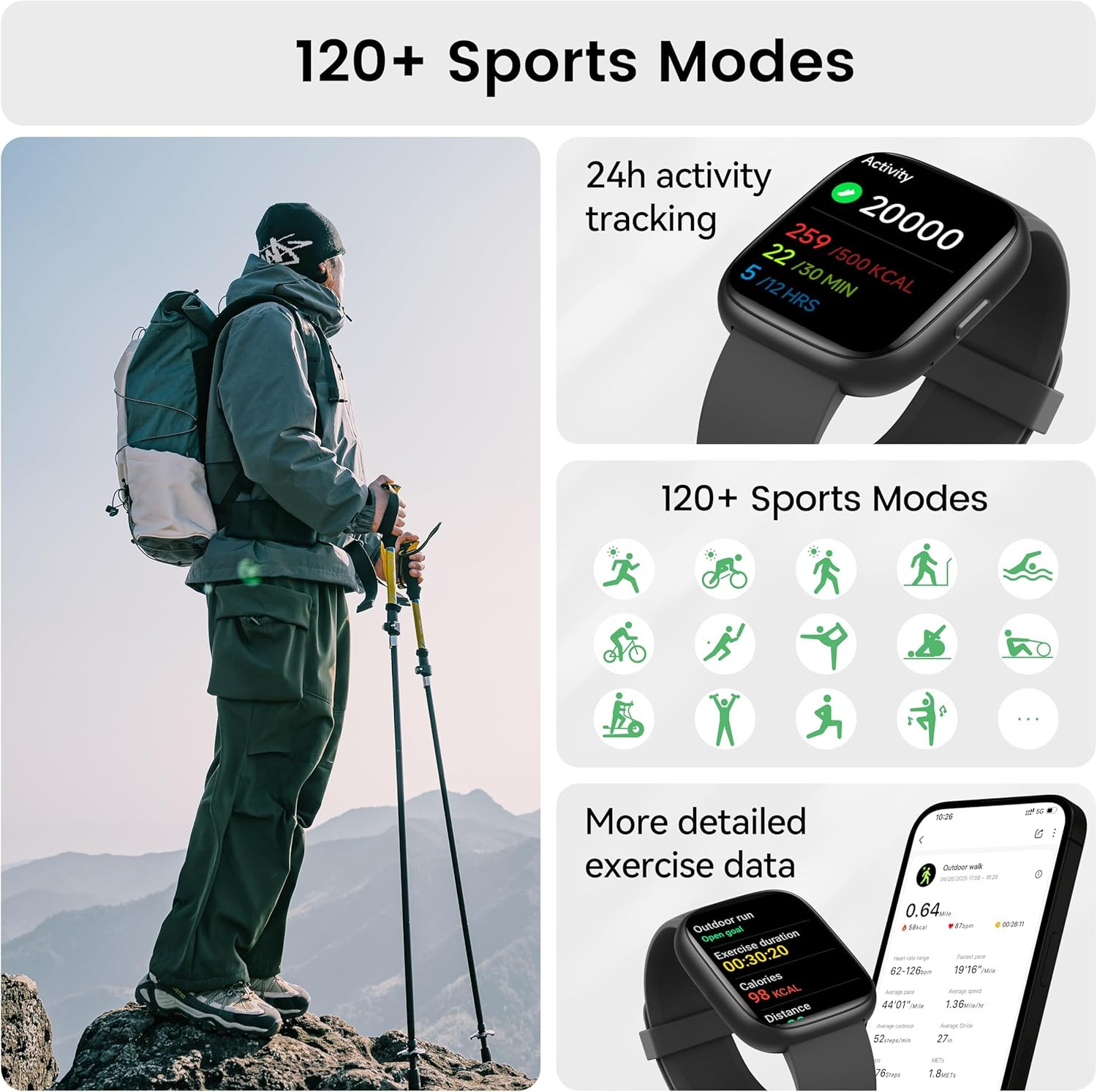 Smart Watch with Alexa Built-In, 1.83″ HD Touchscreen Fitness Tracker with Bluet