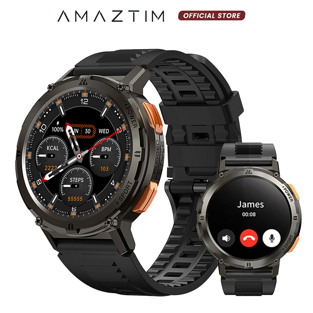 Original AMAZTIM TANK T2 Smart Watch Men Smartwatch Waterproof 410mAh Battery