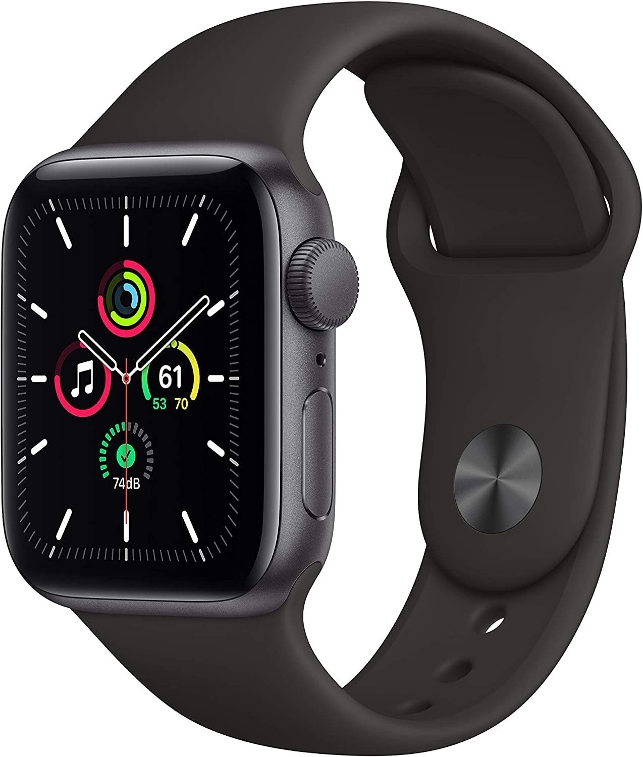 Apple Watch SE 40mm Space Gray Aluminum – Black Sport Band MYDP2LL/A