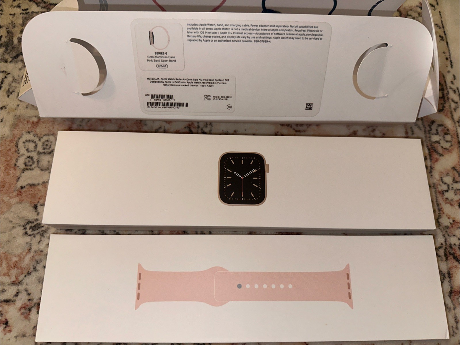 Apple Watch Series 6 40mm GPS Gold Case Pink Sport Band MG123LL/A *PARTS ONLY*