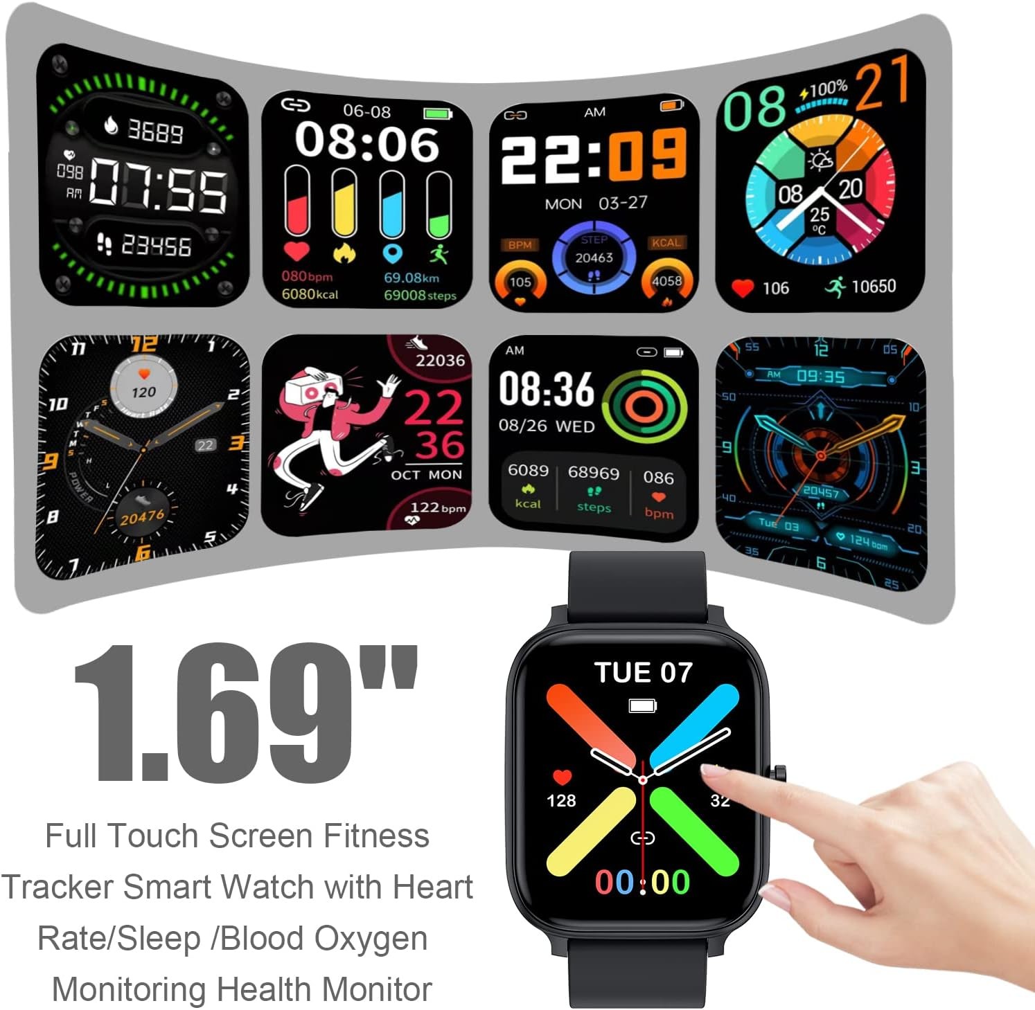 Smart Watch Is Compatible with IOS, Android Touch Screen Waterproof Bluetooh