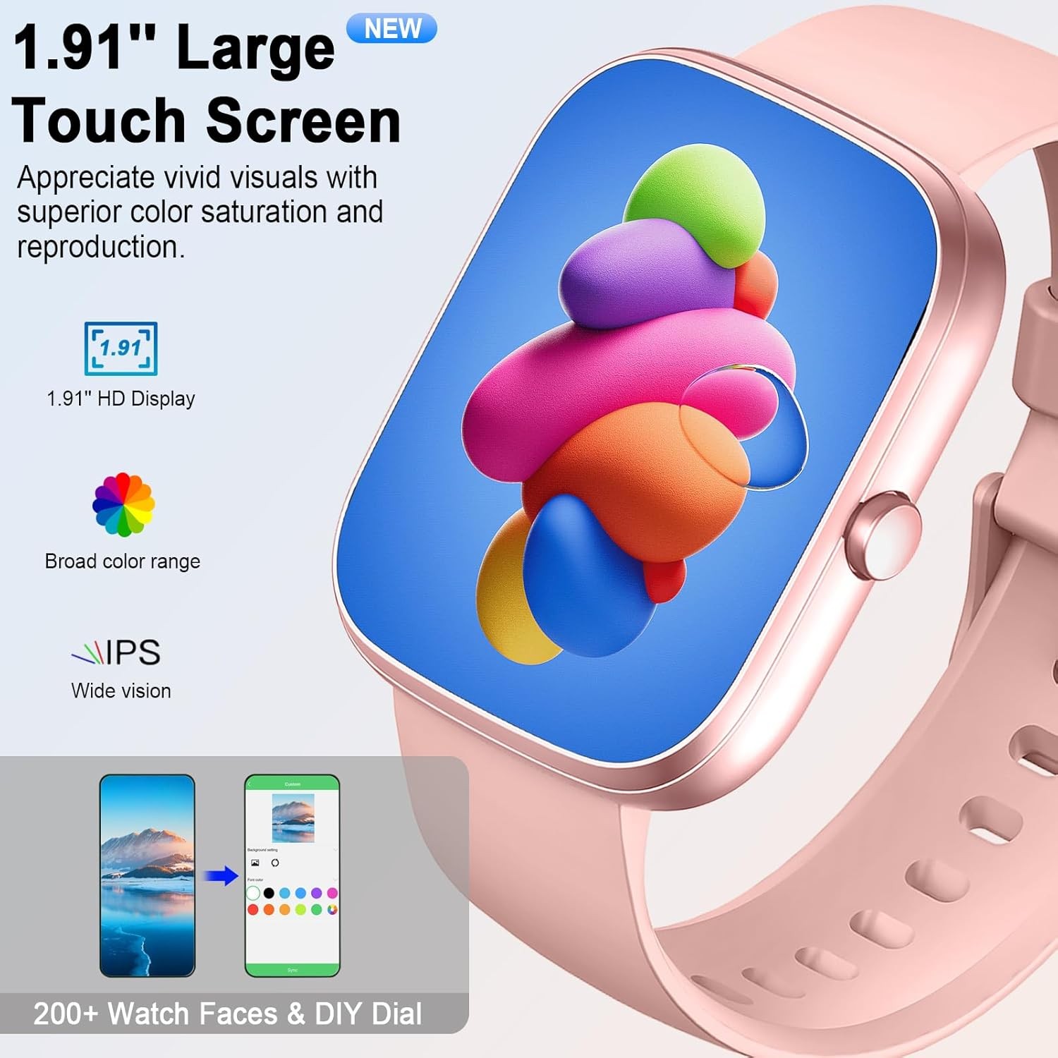 uaue 2024 HD 1.91″ Smartwatch Fitness Activity Tracker, 110+ Sports IP68