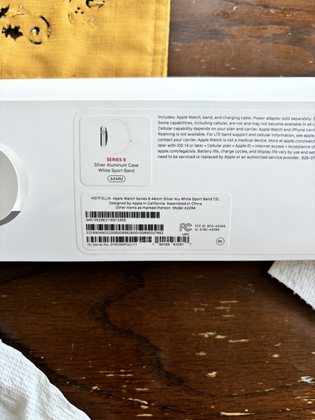 Apple Watch Series 6 44mm Silver Case With Black Band Bundle GPS + Cellular