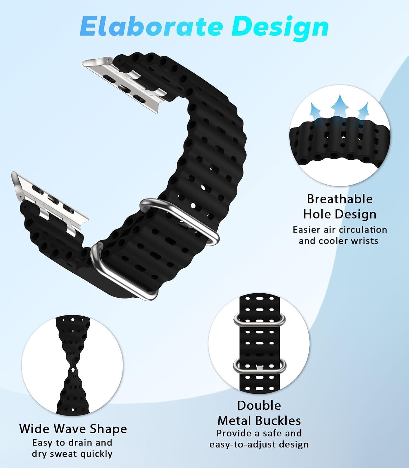 Silicone Sport Watch Strap for Apple Watch Ultra/SE: Breathable Design
