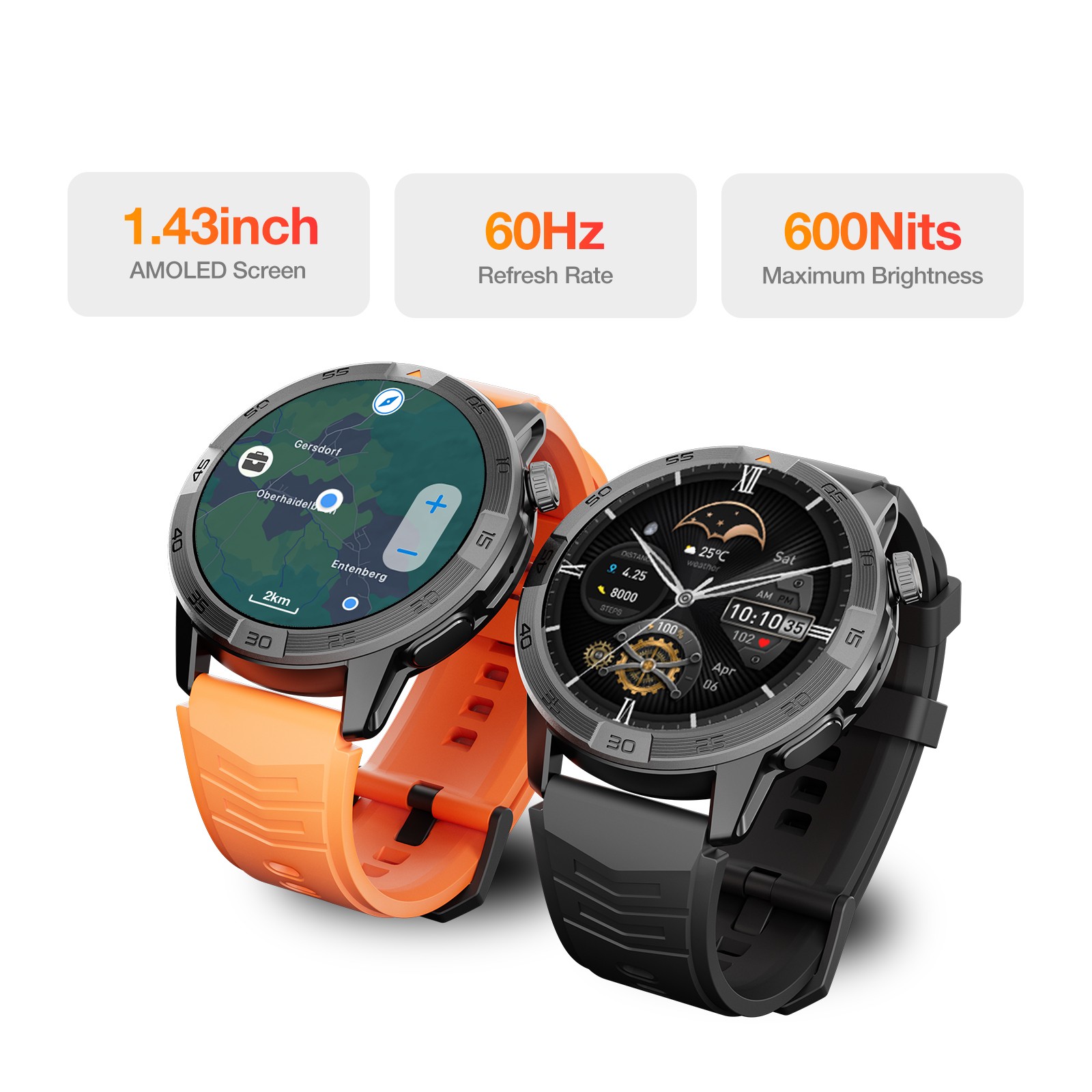 AGM Legion Pro Rugged Smart Watch GPS 5ATM IP68 Waterproof Smartwatch Bluetooth