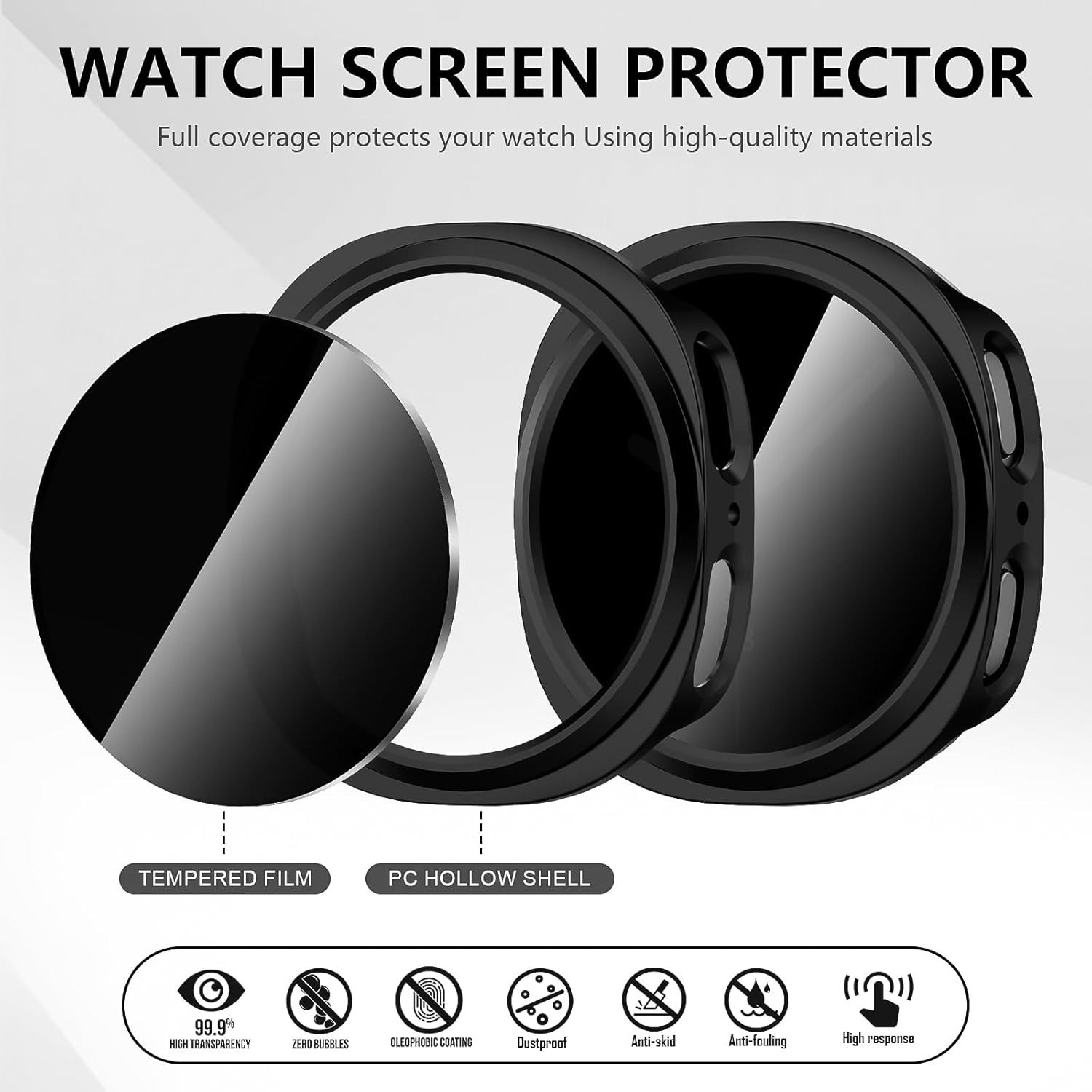 5+5 Pack Tempered Glass Screen Protector for Samsung Galaxy Watch 8 44mm Anti-Pe