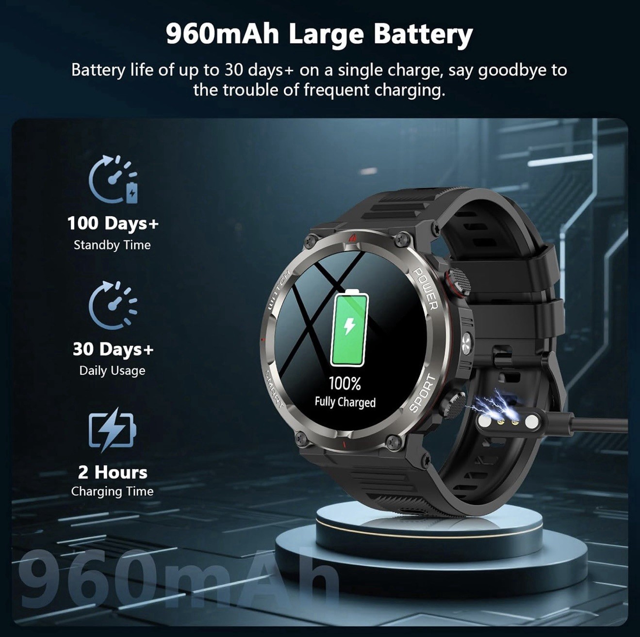 Military Smart Watch Outdoor Sports W50 Pro Fitness Tracker for Men Women