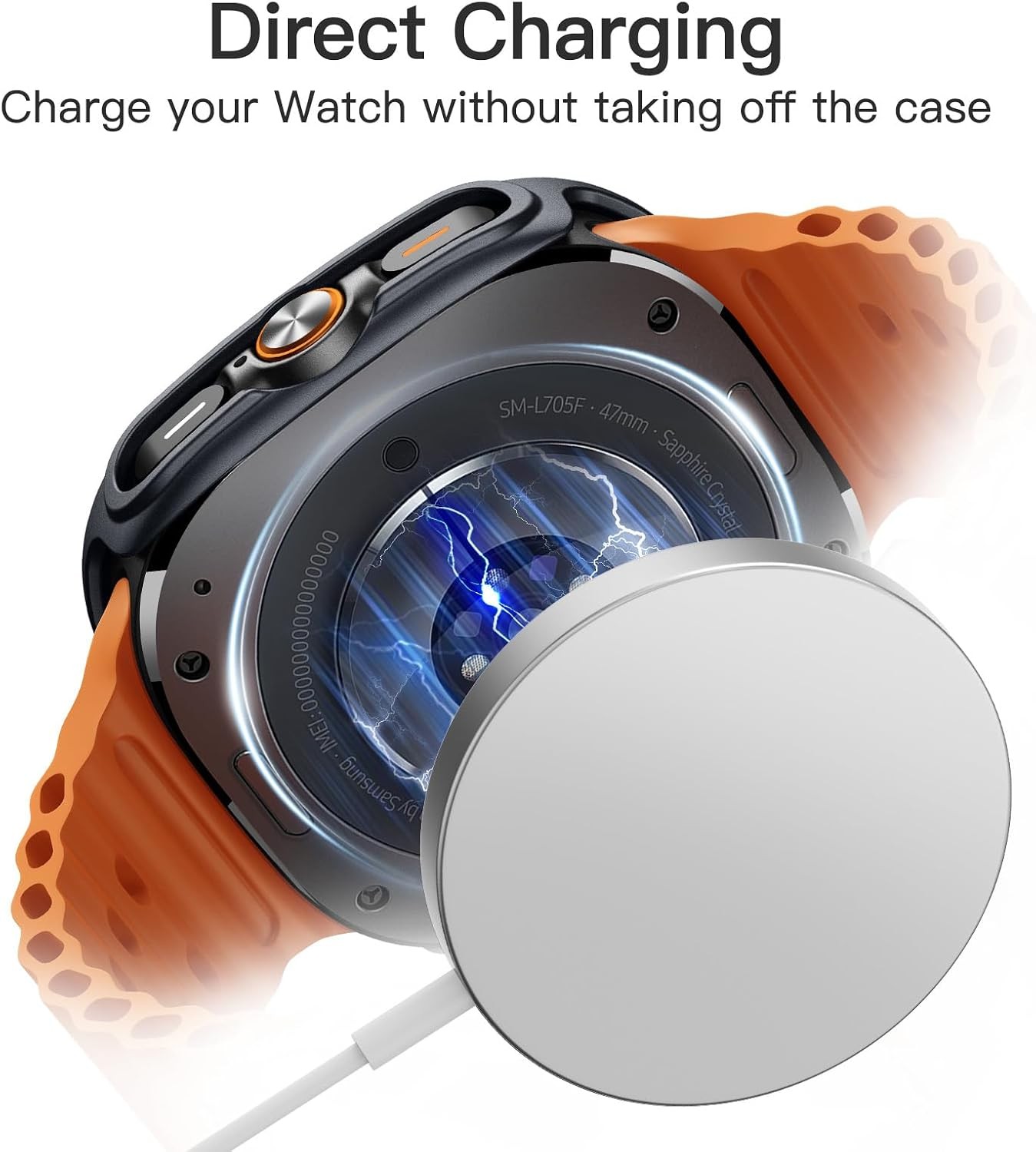 Case for Galaxy Watch Ultra 47mm with Screen Protector, Full Protection, Hard PC