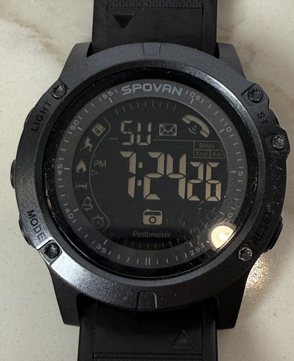 Spovan PR1 Mens Outdoor Digital Sport Pedometer Wrist Watch for iOS/Android S6S2