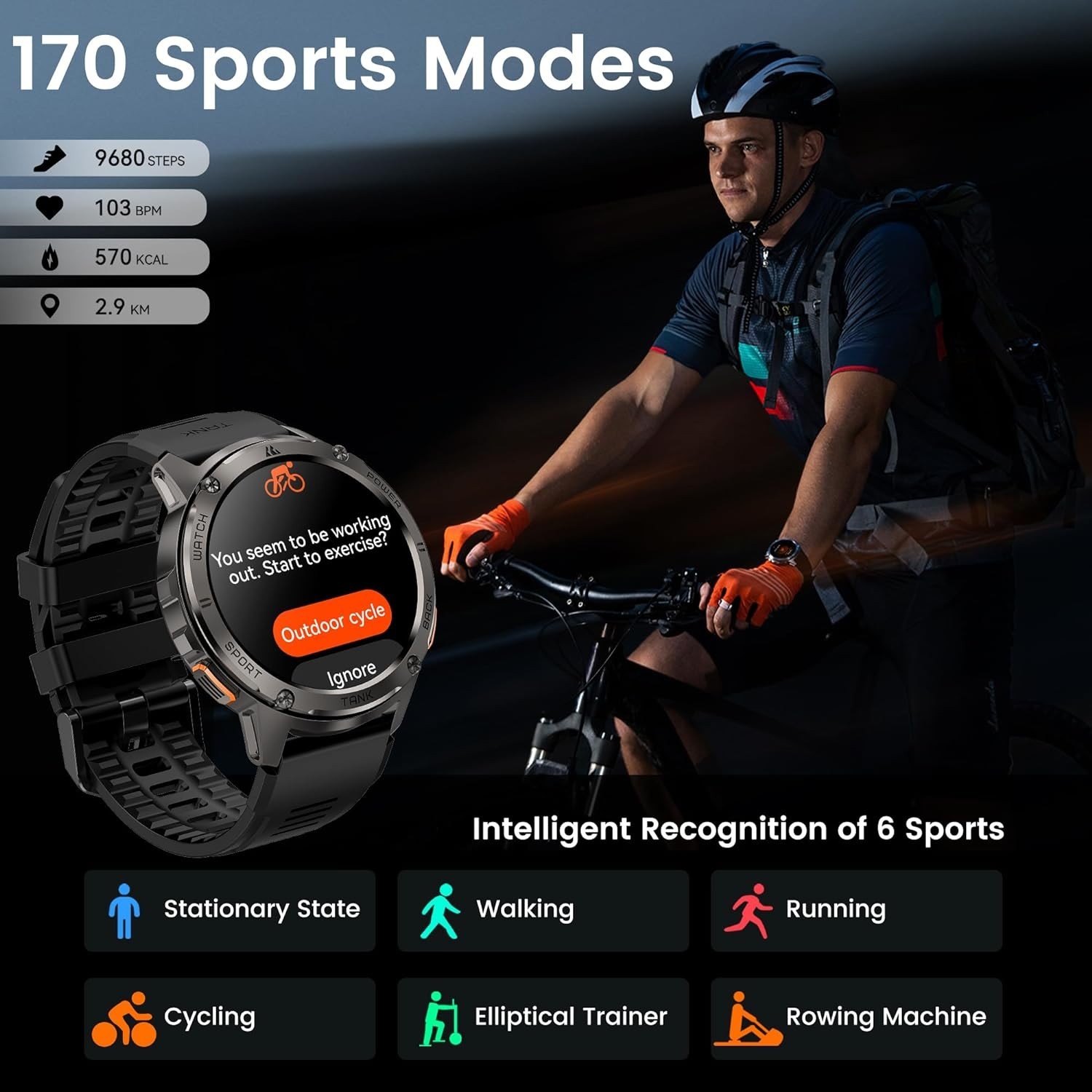 KOSPET Smart Watch for Men, 60 Days Extra-Long Battery, 50M Waterproof for Sw…