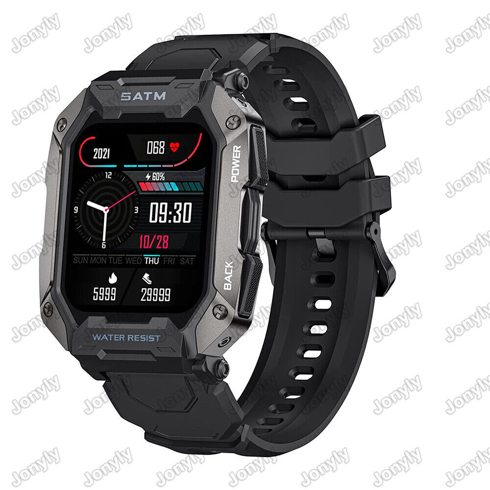 Military Smart Watch for Men Blood Oxygen Heart Rate Monitor Fitness Tracke 2024