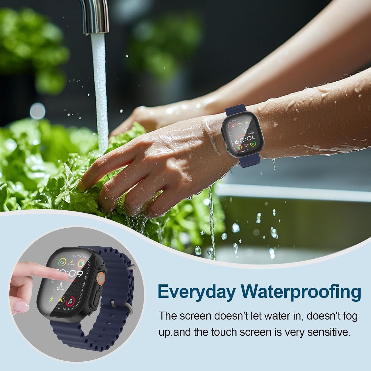 2 in 1 Waterproof Case for Apple Watch Ultra 49mm with Tempered Glass Screen Pro