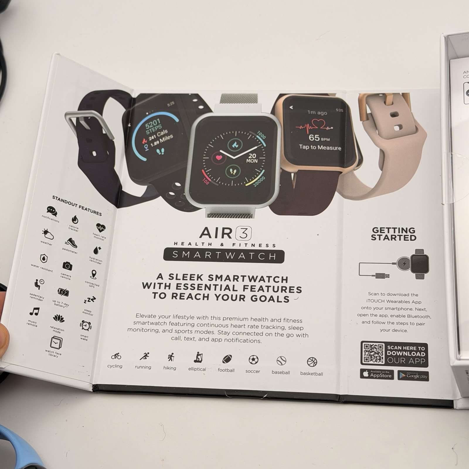 iTOUCH Air 3 Smartwatch Fitness Tracker with Heart Rate Tracker, Step Counter…