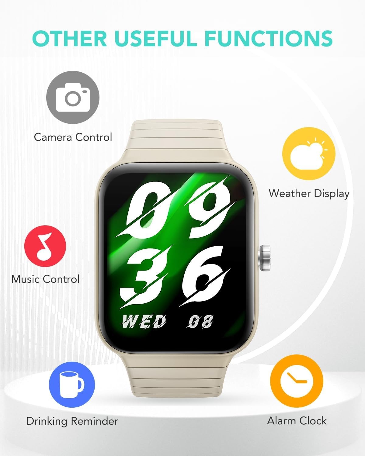 Smart Watch with Alexa Built-in Answer/Make Calls Fitness H.Rate – Cyber beige