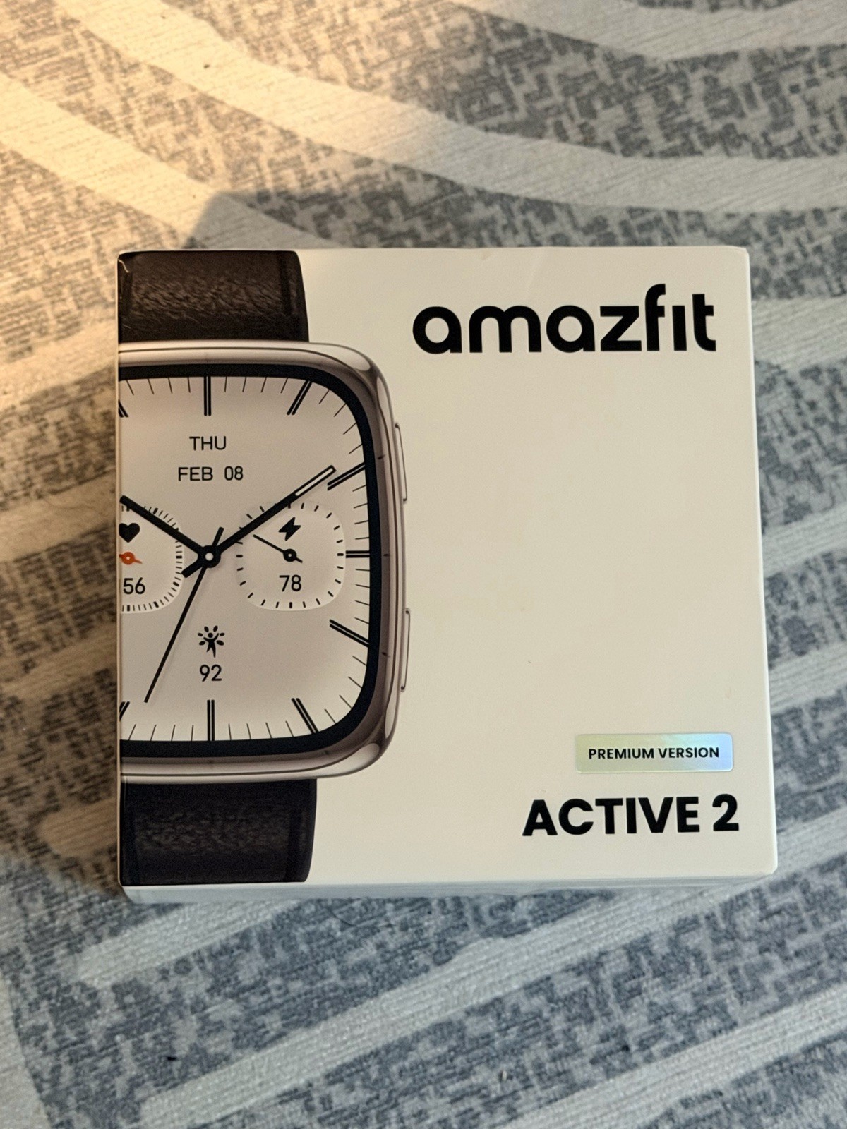 Brand New Amazfit Active 2 Premium Version Square Smartwatch – Black Leather
