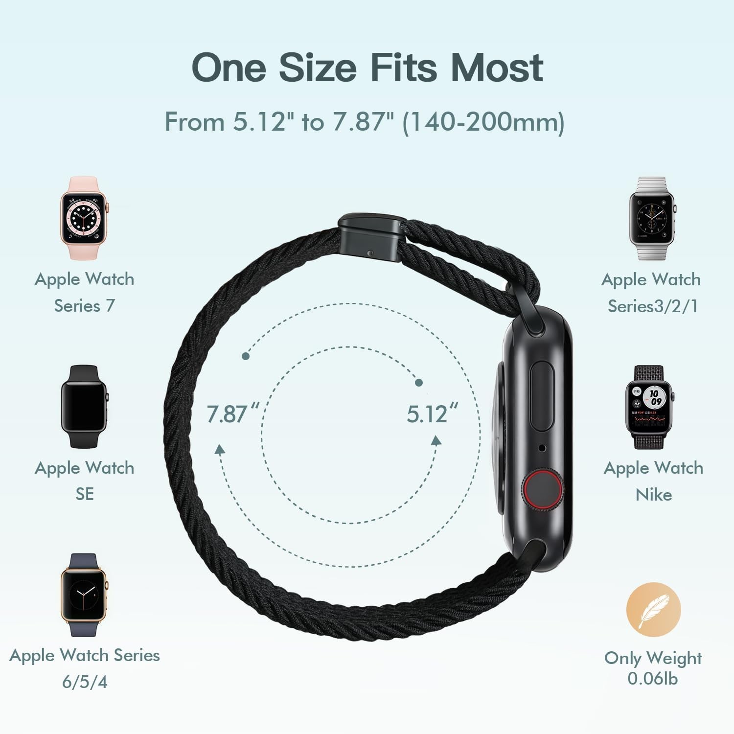 Braided Strap Compatible with Apple Watch Series 40mm 41mm 38mm 42mm