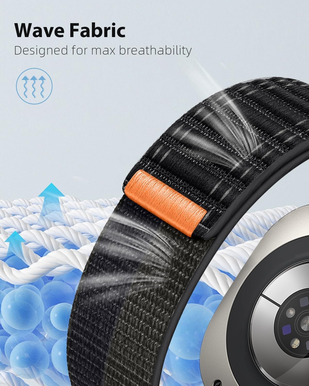 Wave Sport Nylon Fabric Band for Samsung Galaxy Watch Ultra 47mm – Dark Black