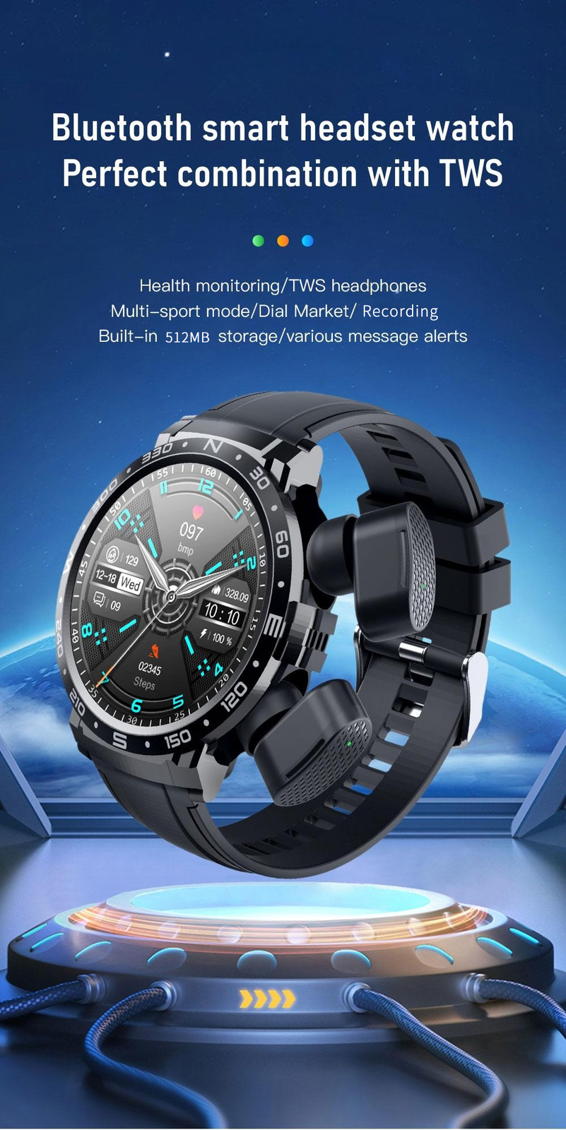 Smart Watch For Men/Women Waterproof Smartwatch Bluetooth Headsets Bracelet