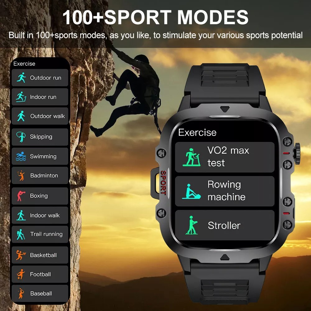 🔥1.96″ Smart Watch Men Waterproof Fitness Tracker Smartwatch for Android iOS