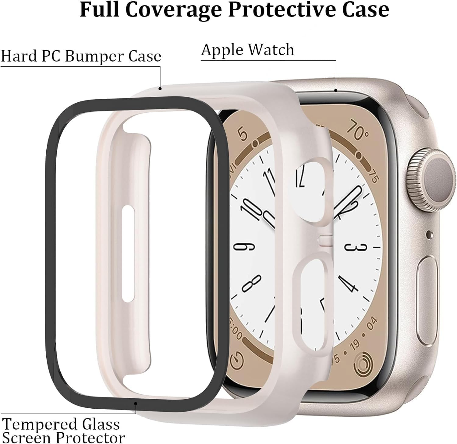 6-Pack Case for Apple Watch 44mm Series SE 3/SE 2/SE/6/5/4 with Tempered Glass