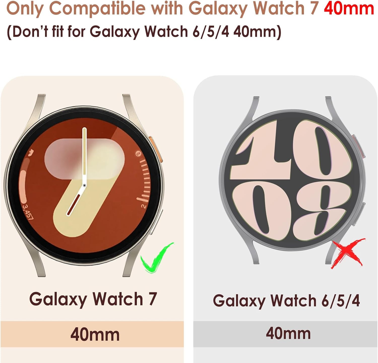 5-Pack Bling Case with Screen Protector for Samsung Galaxy Watch 7 40mm, Full Co