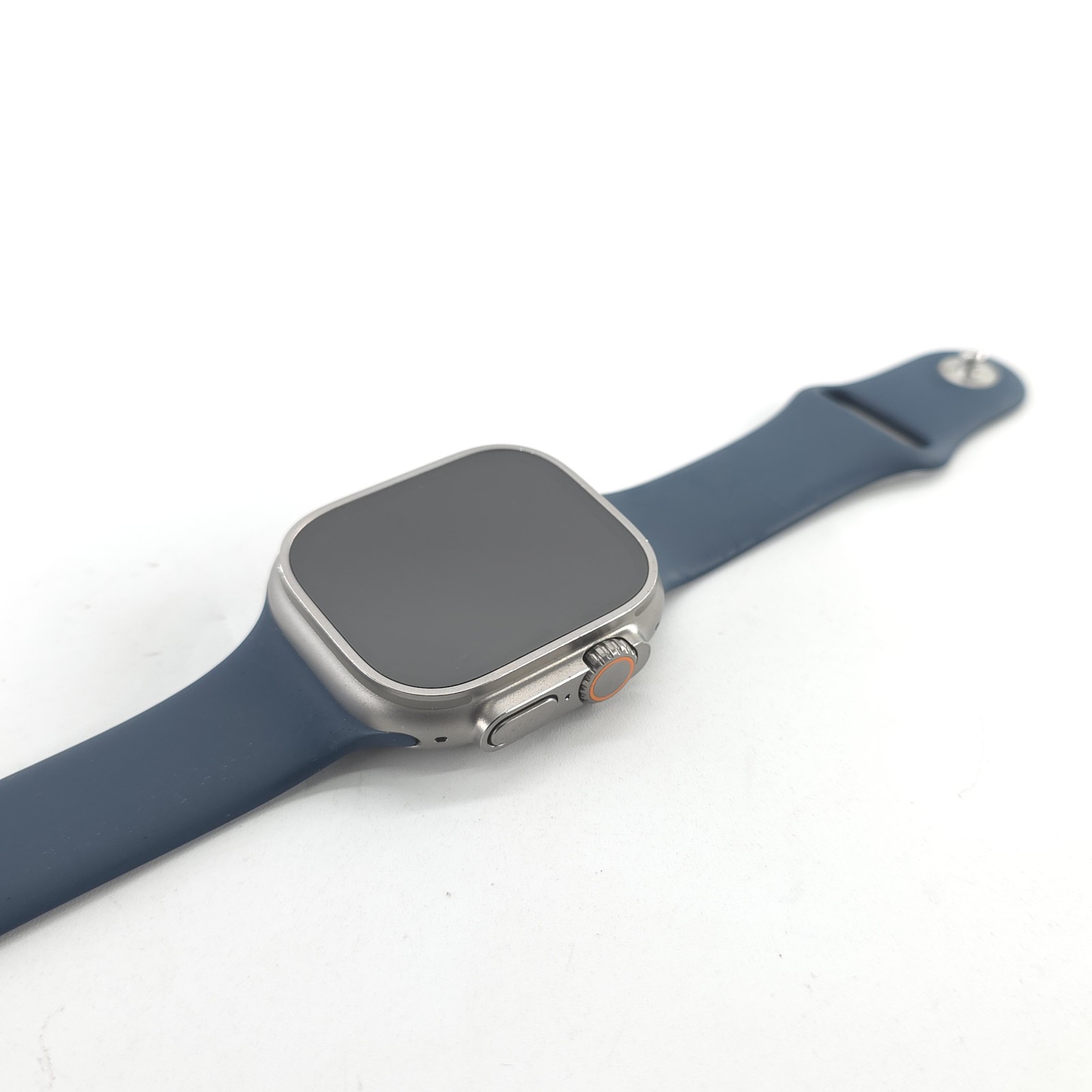 Apple Watch Ultra 2 49mm Titanium Case with Blue Silicone Band Bundle, Excellent
