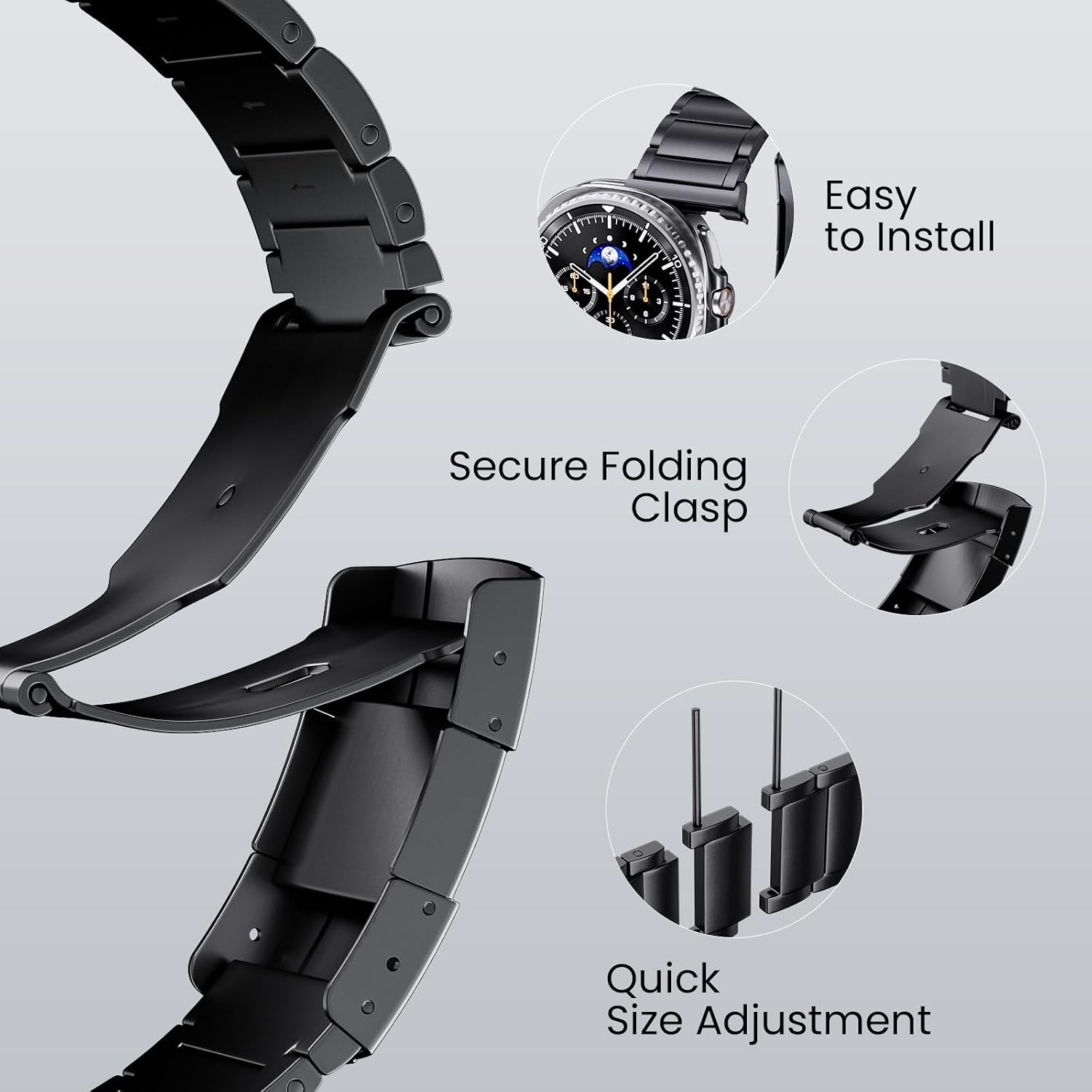 Case For Samsung Galaxy Watch 8 40mm 44mm & 8 Classic 46mm, Adjustable Titanium