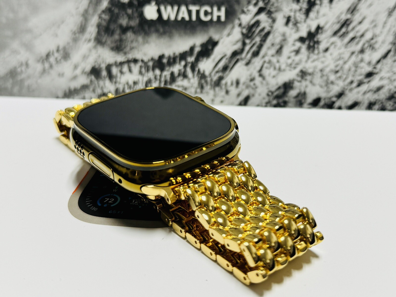 Custom Apple Watch ULTRA 3 49mm GOLD Anodized Titanium Gold Plated Links Band