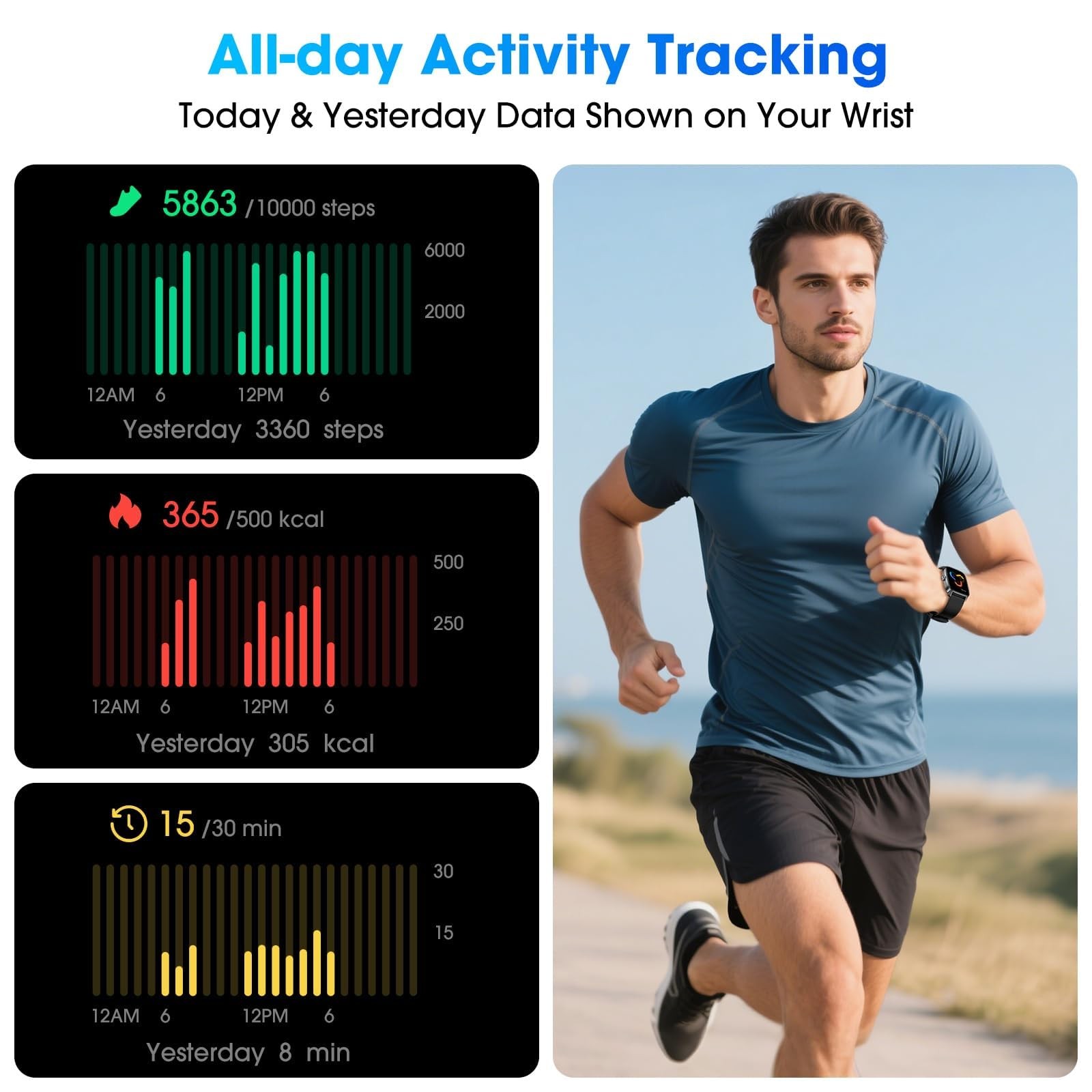 DAVIKO Pedometer Watch Senior Friendly No App/Phone Required, Waterproof Fitn…