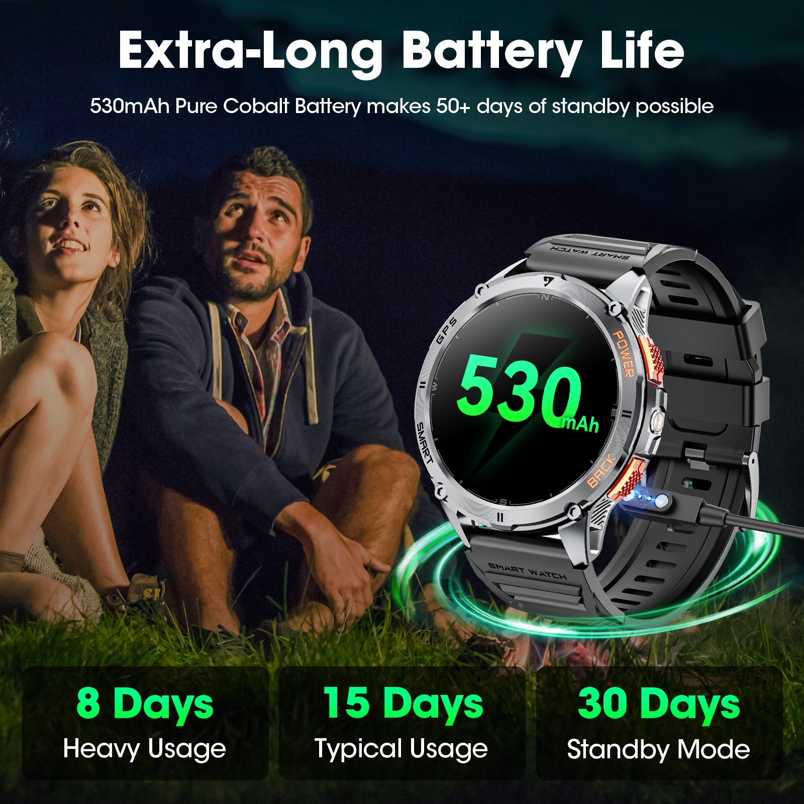 🔥 1.52″ Smart Watch For Men Military Sport Watch With 3 Straps For Android iOS
