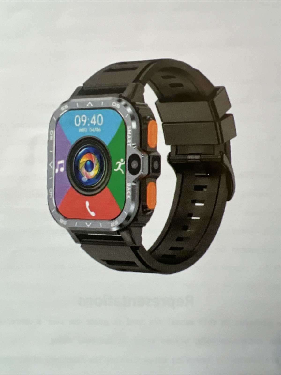Smart Watch Touch Screen Bluetooth Black Silicone Band 44mm Case Android iOS