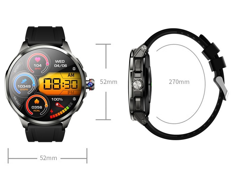 4G Smart Watch Android 1.75″ AMOLED Display Camera GPS NFC Heart Rate Tracker