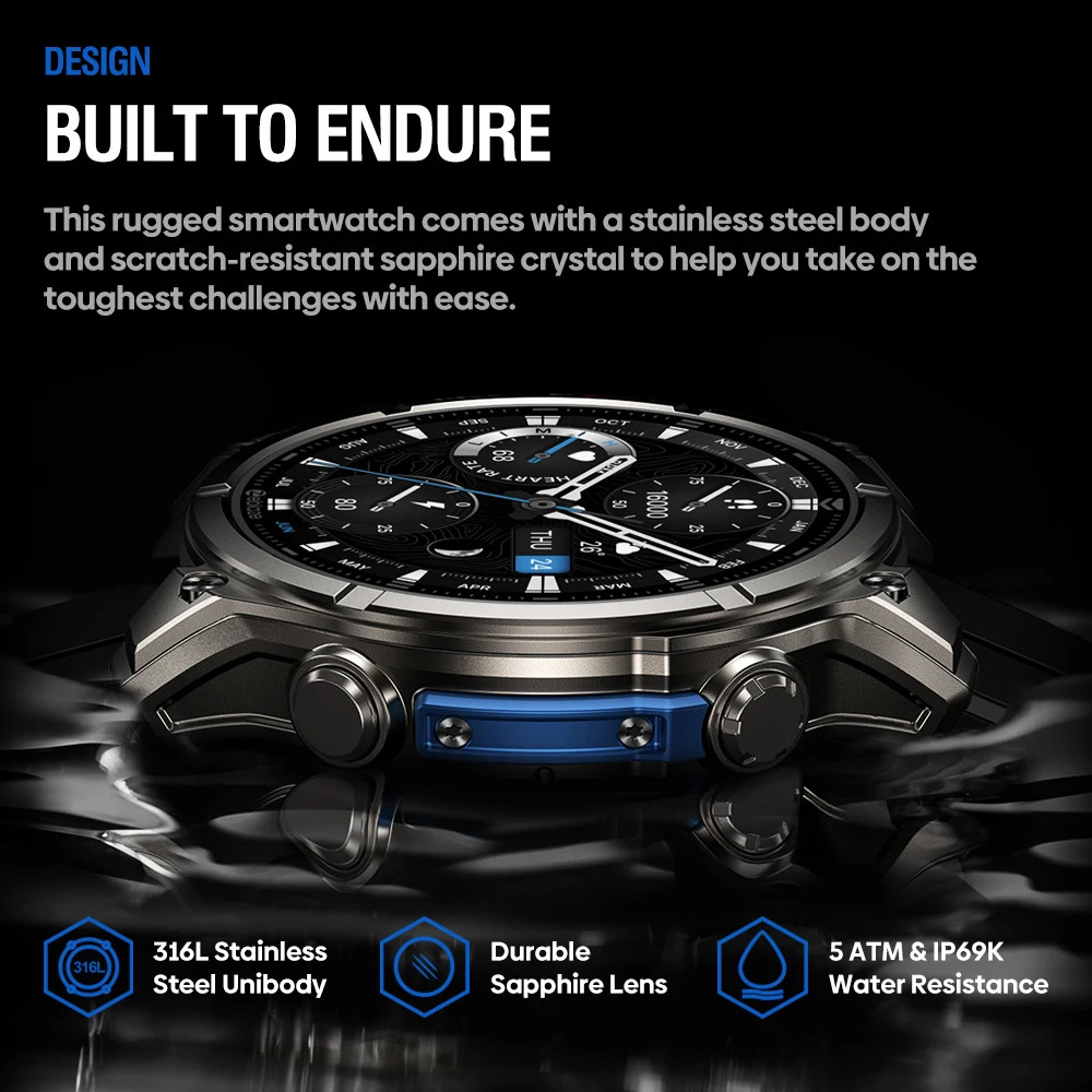 Zeblaze VIBE 8 AMOLED Smartwatch Voice Calling Flashlight HR BP Monitor