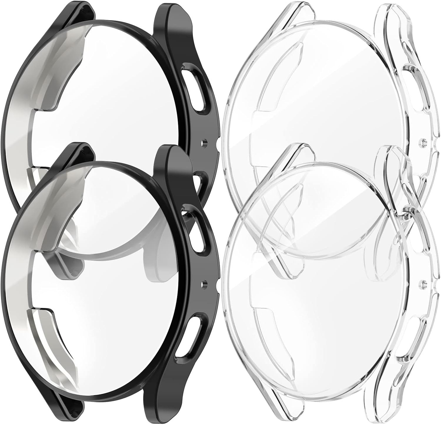 4-Pack Bumper Cases in Clear/Black TPU for Samsung Galaxy Watch 5 44mm Protectio