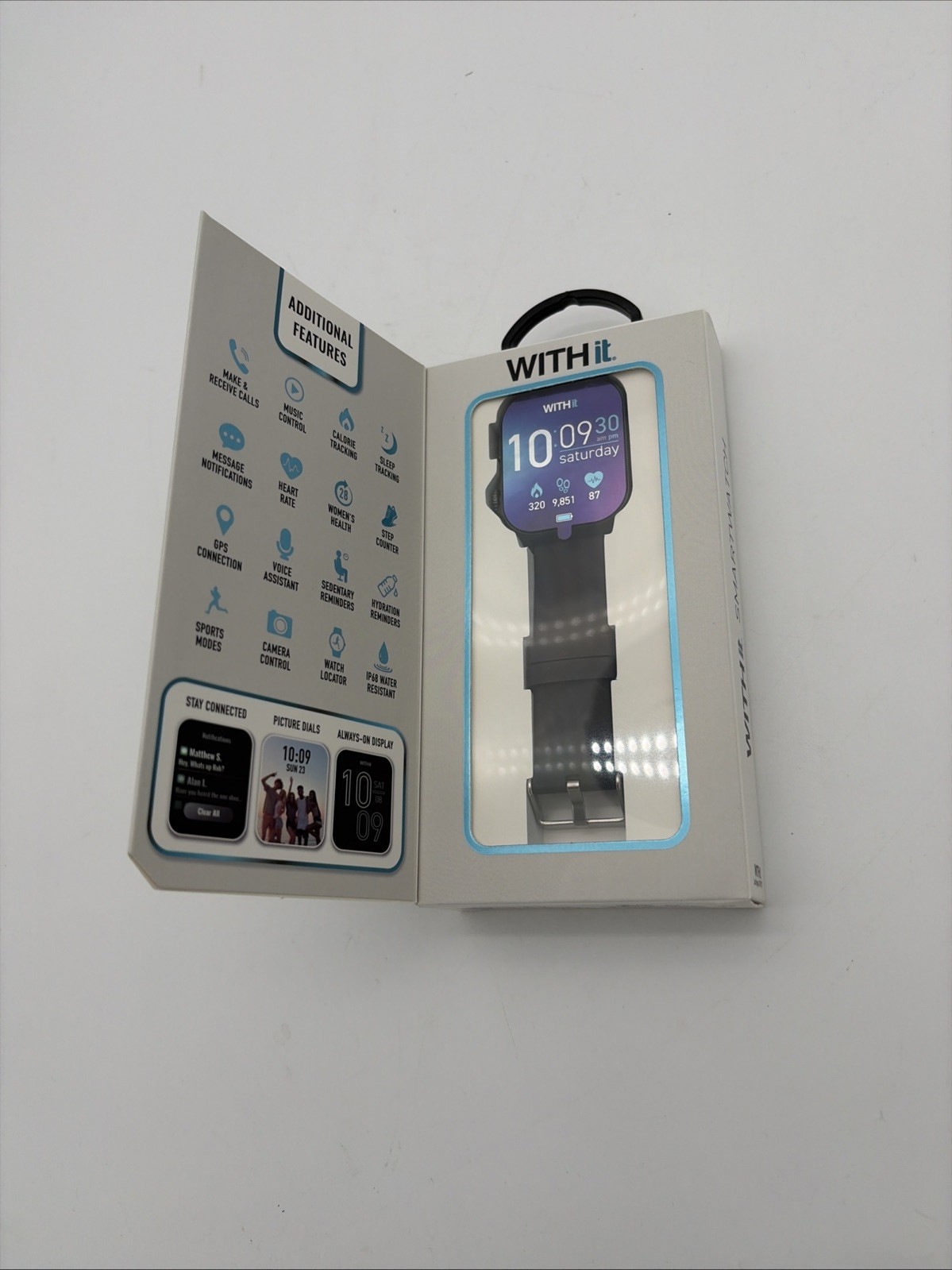NIB WITHit Giga HD Amoled Touchscreen Smartwatch (42/9002GYBKW) Black
