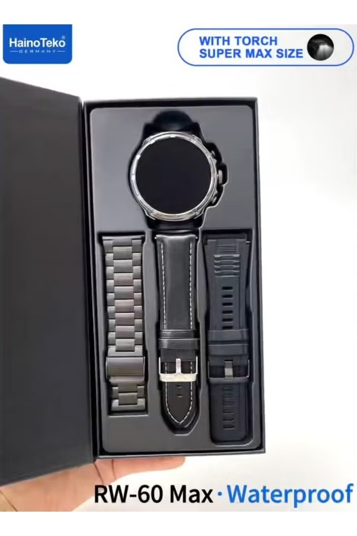 Haino Teko Smart Watch Men RW-60 Max AMOLED Touchscreen Fitness Tracker 3 Straps