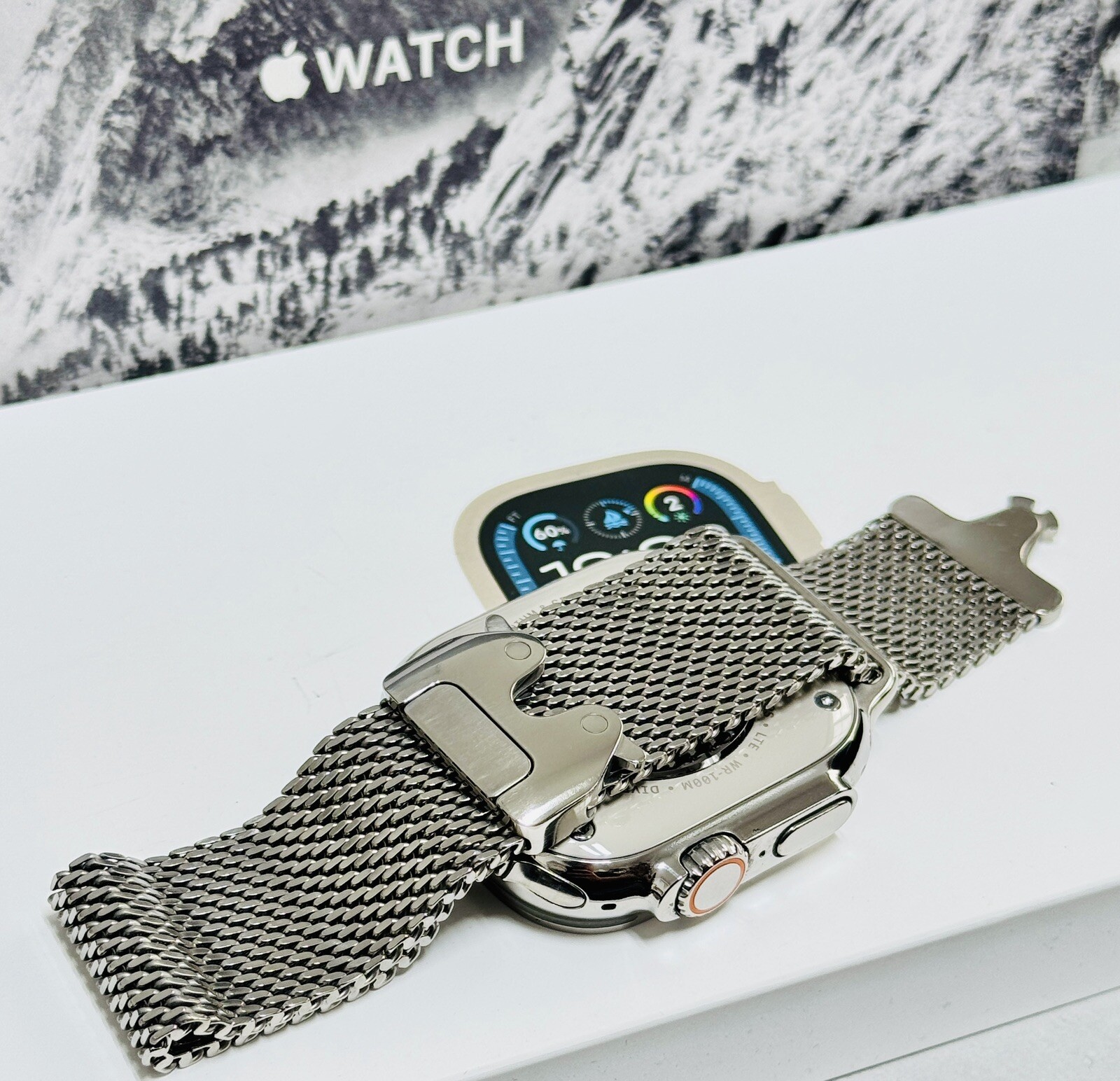 Apple Watch ULTRA 2 49mm CUSTOM Diamond Polished Apple Titanium Milanese Loop