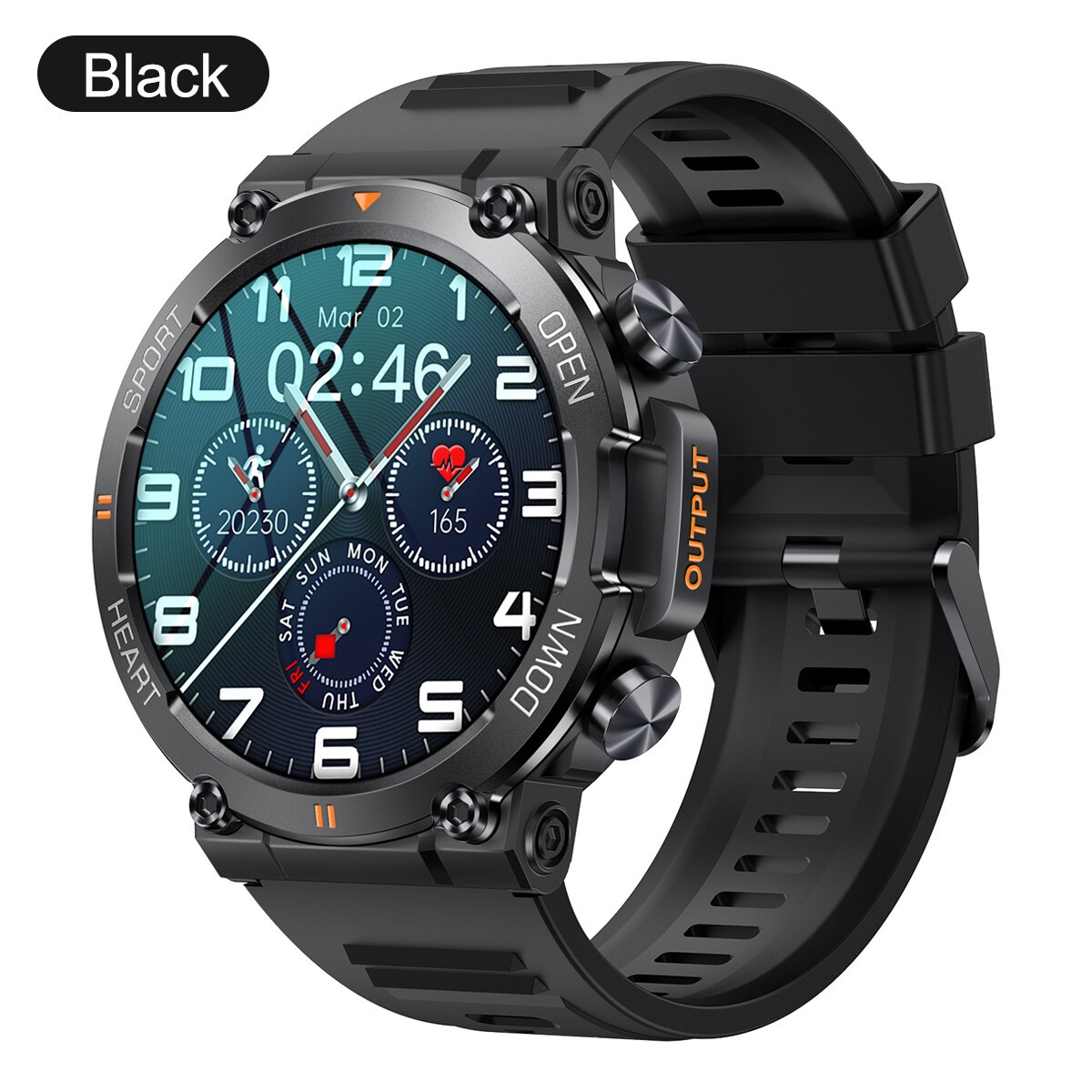2025 Heart Rate Smart Watch For Men Women BT Military Fitness Tracker Wristwatch