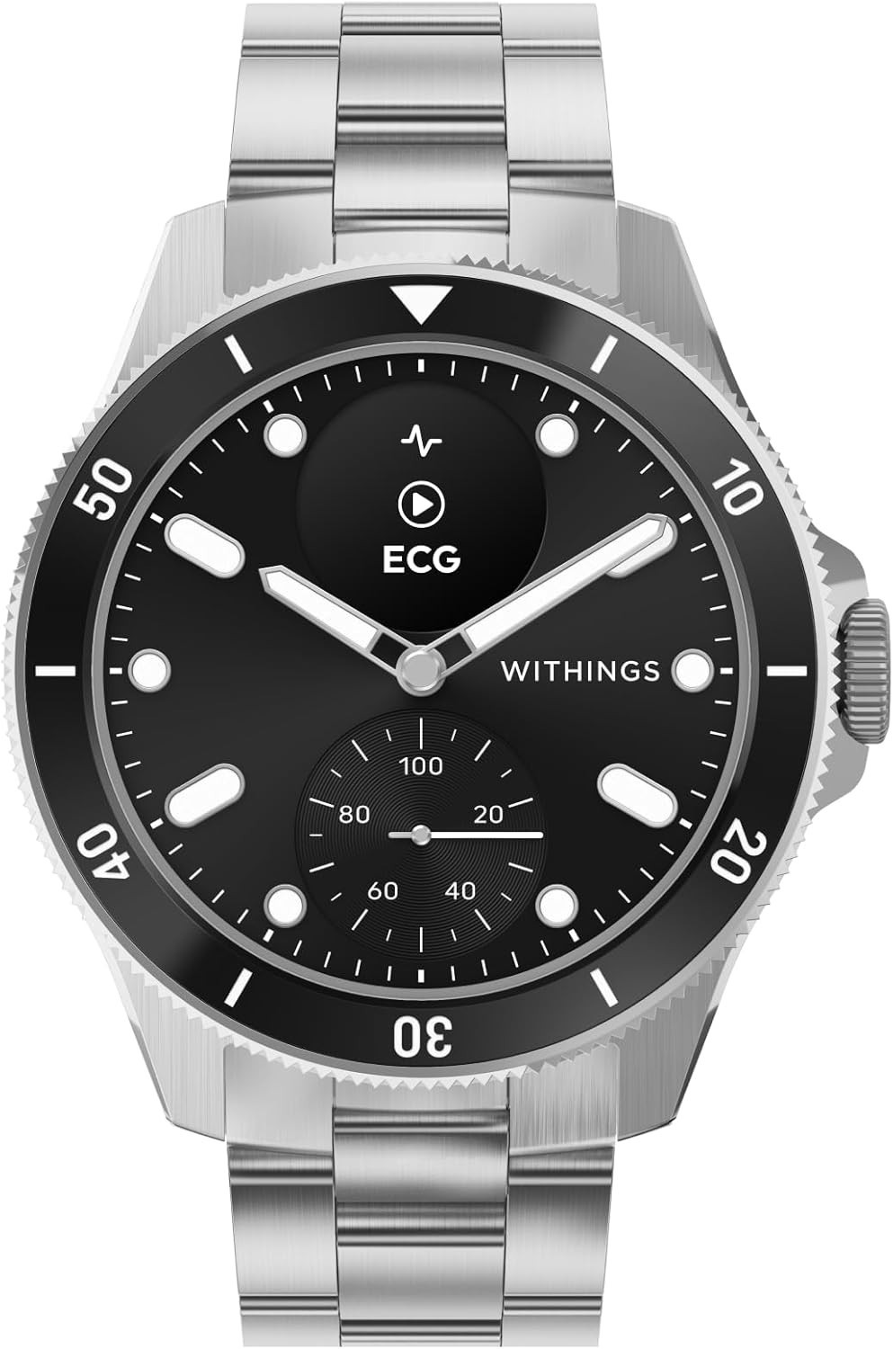Withings ScanWatch Nova 42mm Black Dial & Stainless Steel Bracelet NIB