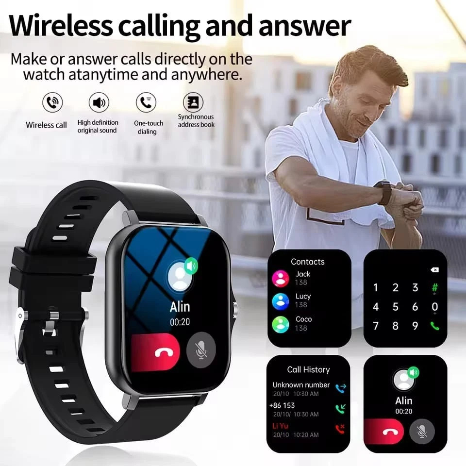 Waterproof Sports Smartwatch For Men’s And Women’s Wireless Calling Reminder