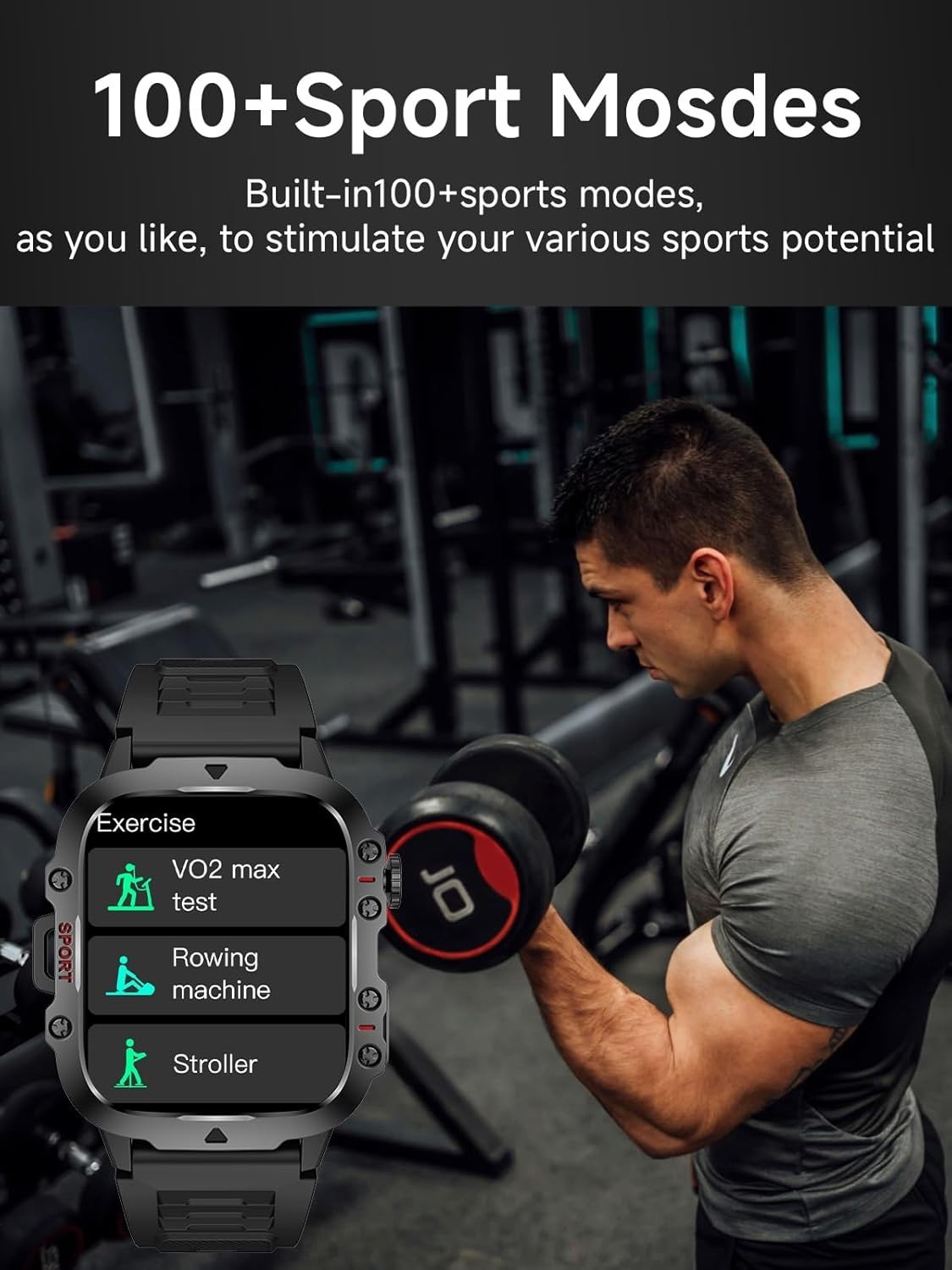 Blood Pressure Watch Men, IP68 Waterproof, 1.96″ High-Resolution Touch Screen