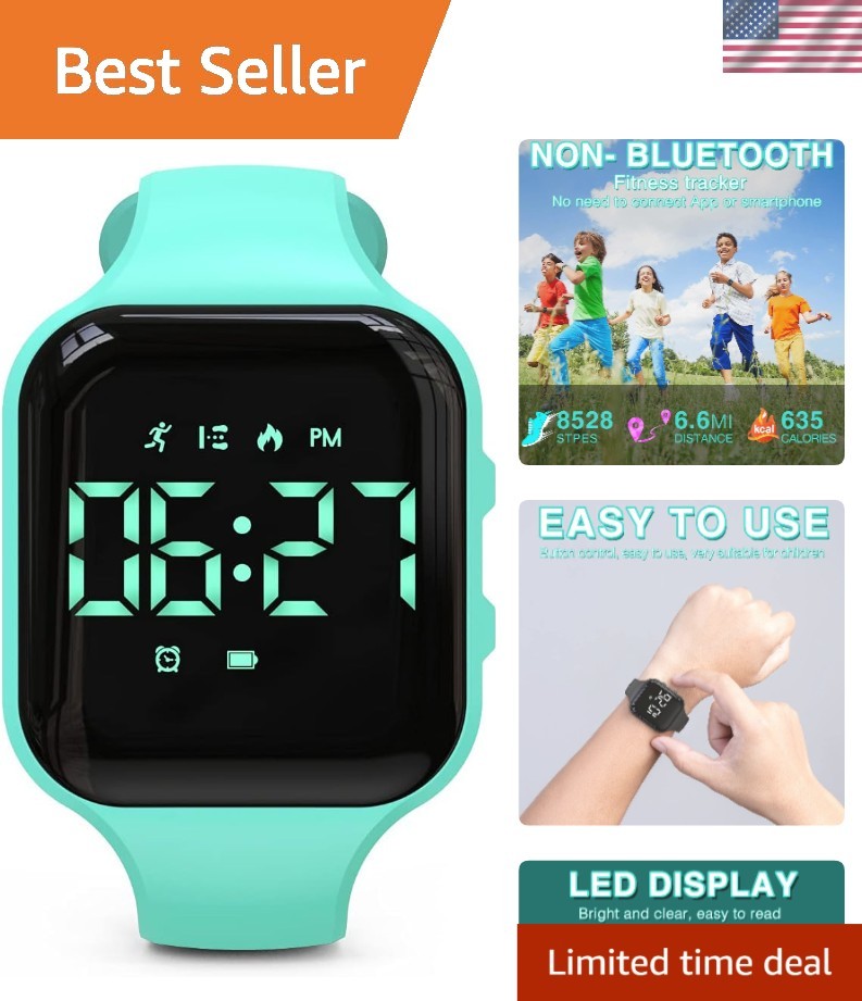 Kids Non-Bluetooth LED Fitness Tracker Watch – Step & Calorie Counter for Kids