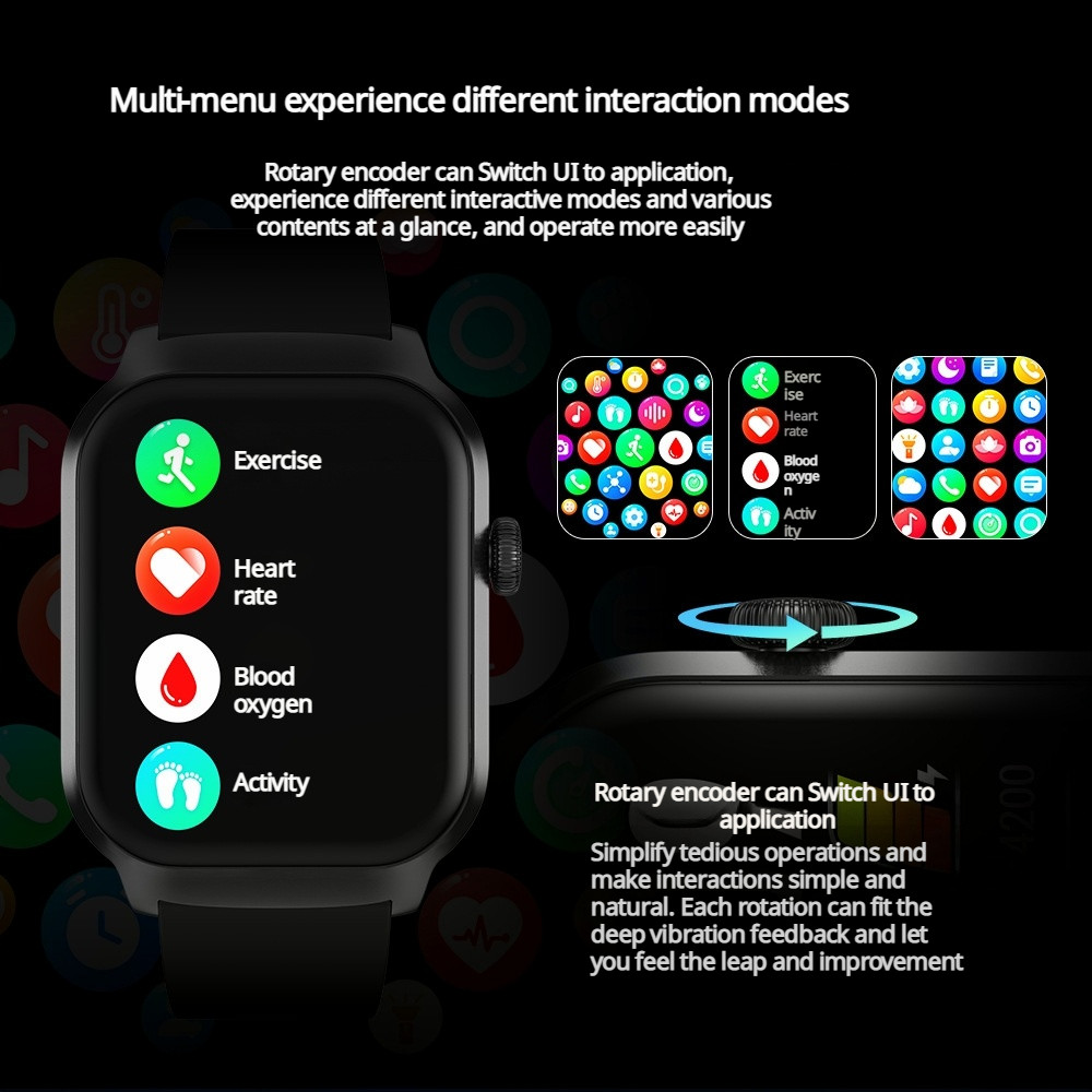 Smart Watch Fitness Tracker 2.01 HD Bluetooth Call Heart Rate SpO2 for Men Women