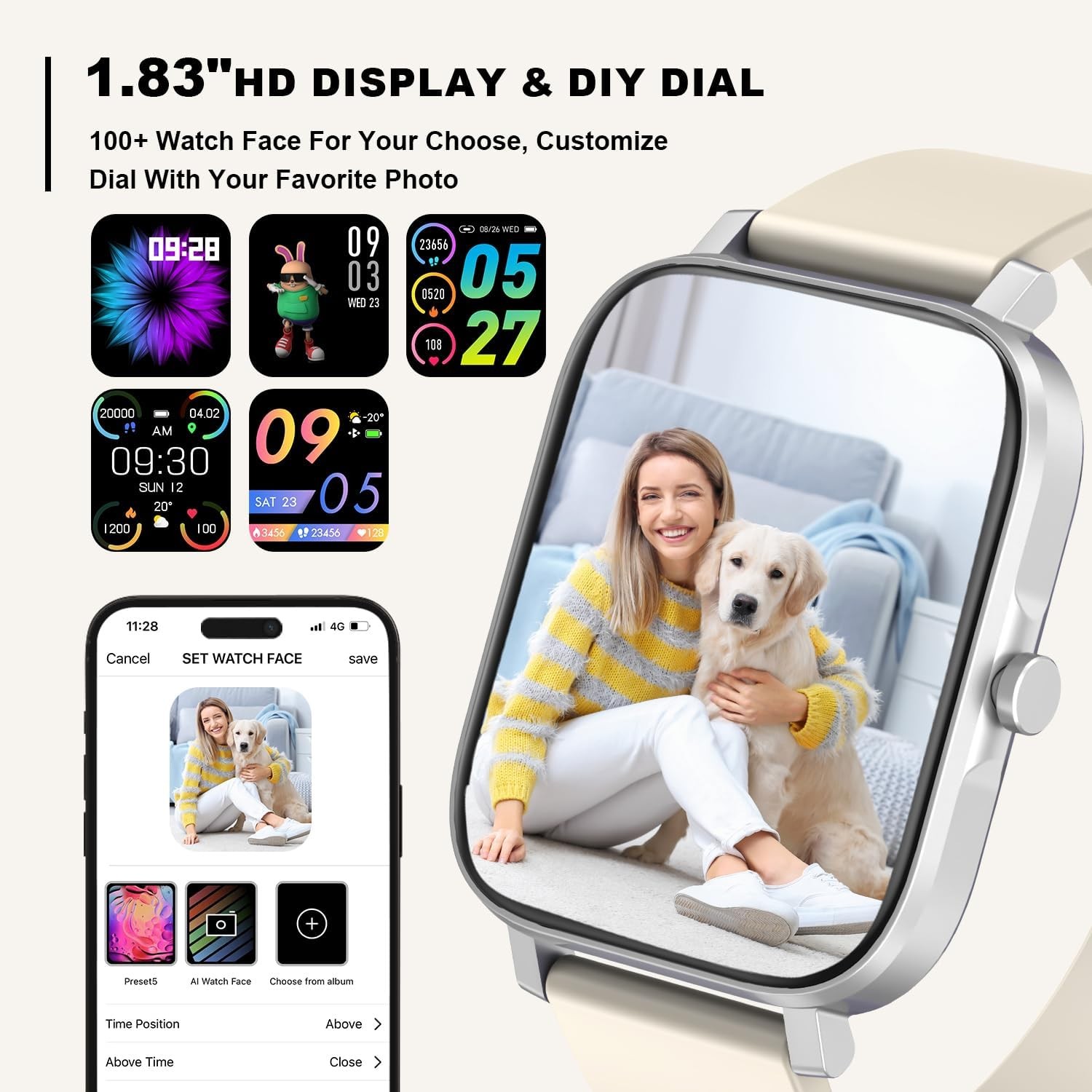Smart Watch for Men Women Compatible with iPhone Samsung Android – Starlight