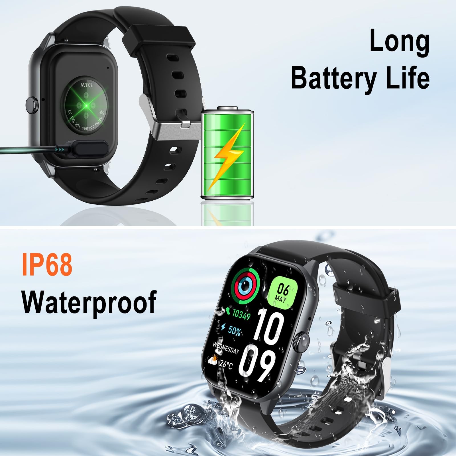 ISKOVI 1.91″ Smart Watch,Fitness Tracker,Smart Watches for Men 1.91, Black